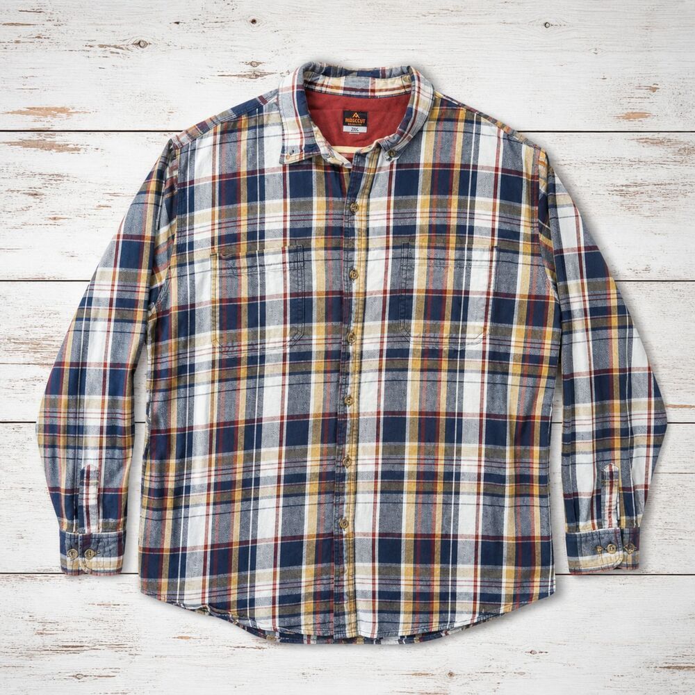 Ridgecut Men’s 2XL Plaid Button-Up Shirt Cotton Long Sleeve Workwear Flannel